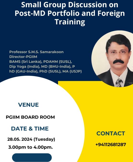 Small Group Discussion on Post-MD Portfolio and Foreign Training was held on 28.05.2024 at PGIIM