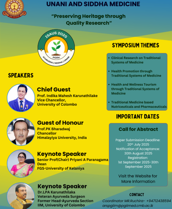 ISAUS 2025- “Preserving Heritage through Quality Research”