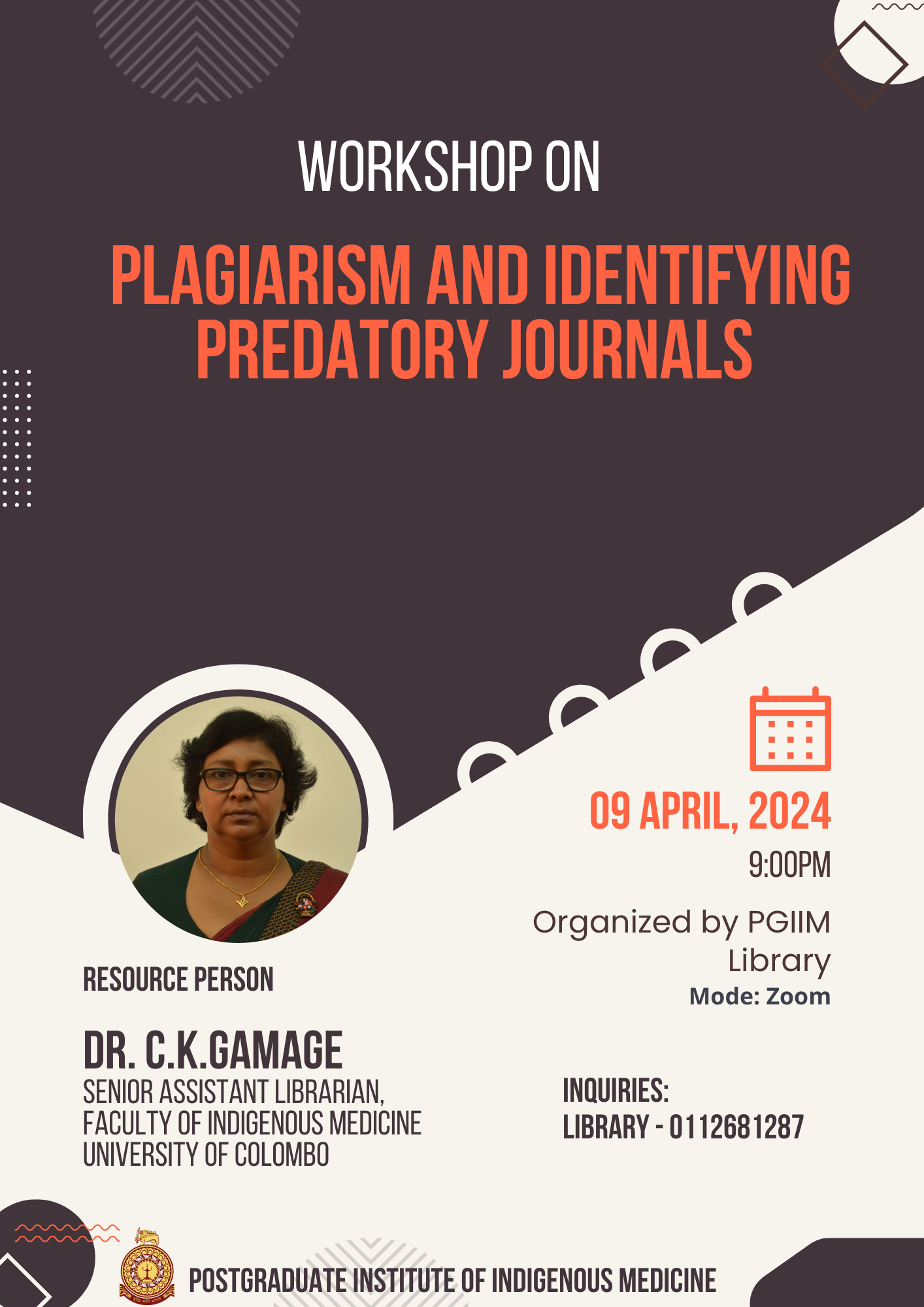 Workshop on Identifying Plagiarism and Predatory Journals