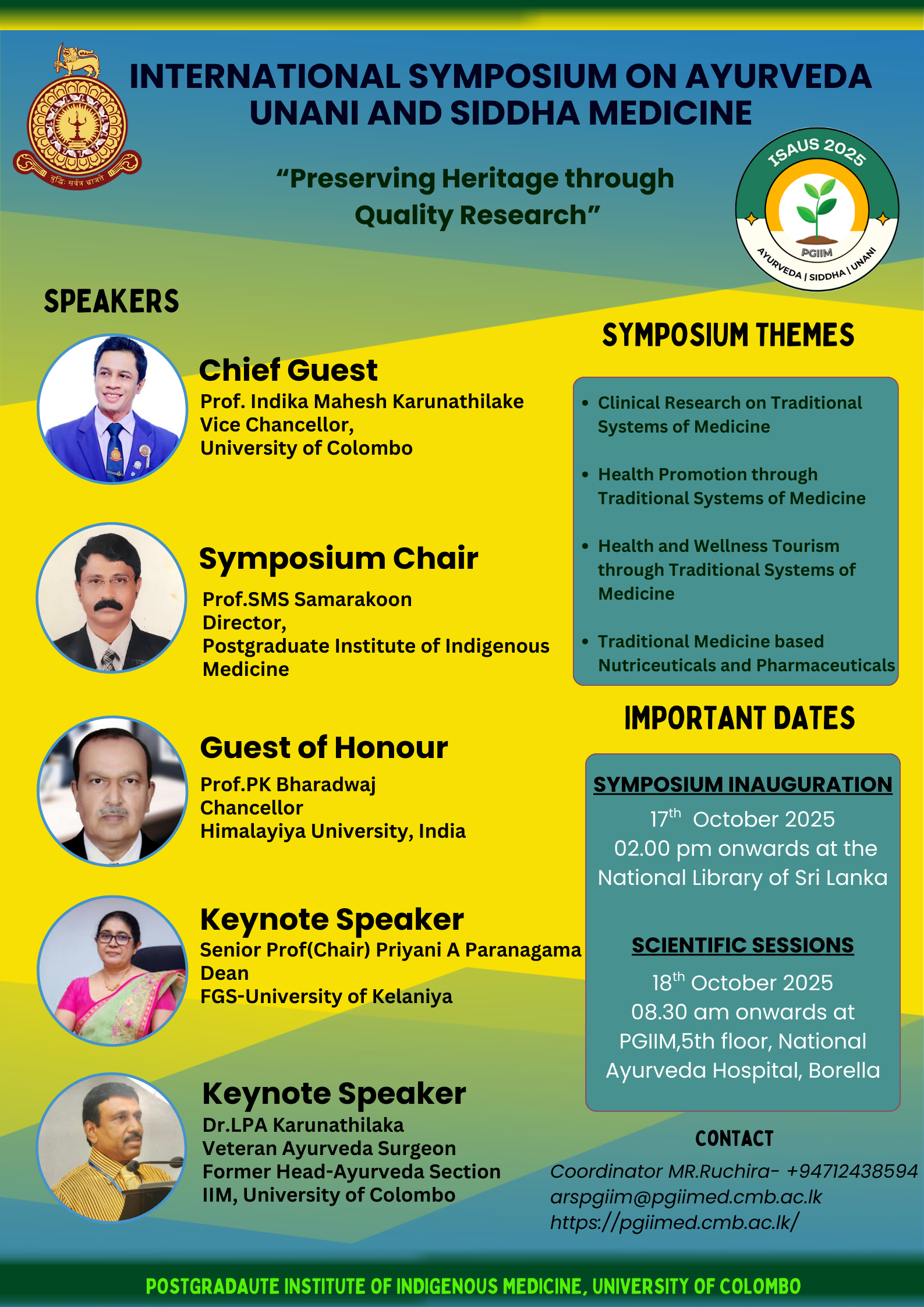 ISAUS 2025- “Preserving Heritage through Quality Research”- Dates Extended