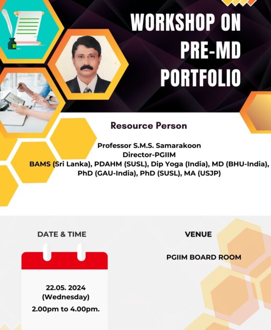 Workshop on Pre-MD Portfolio will be held on May 22, 2024 at PGIIM