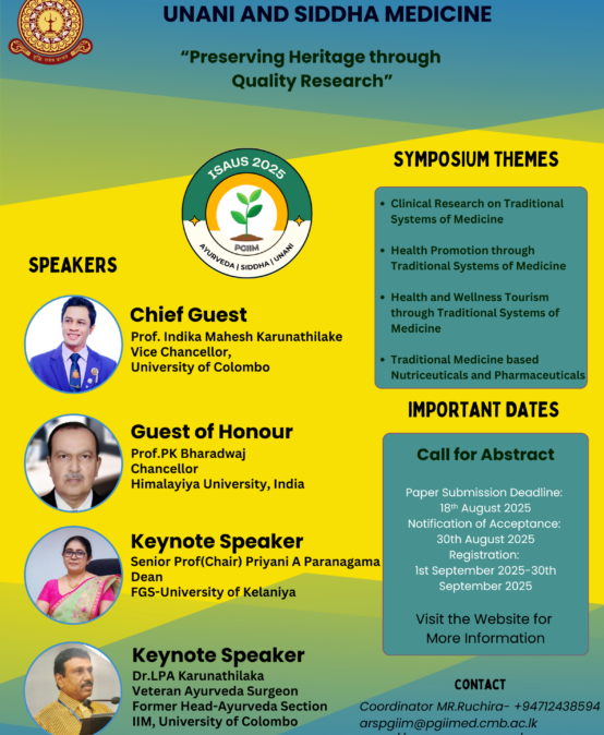 ISAUS 2025- “Preserving Heritage through Quality Research”- Dates Extended