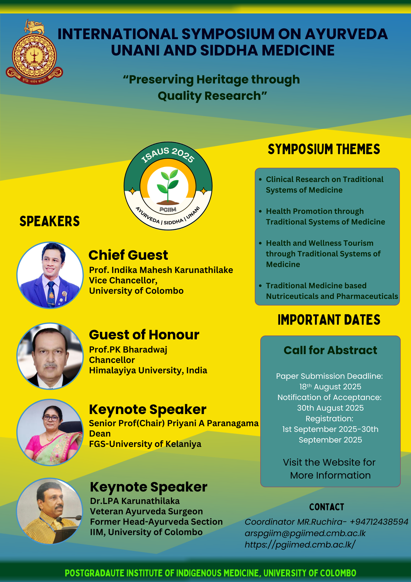 ISAUS 2025- “Preserving Heritage through Quality Research”- Dates Extended
