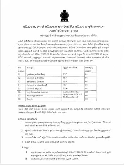 Advertisement – Recruitment of Project Staff for the Establishment of the Faculty of Medicine, University of Moratuwa Project