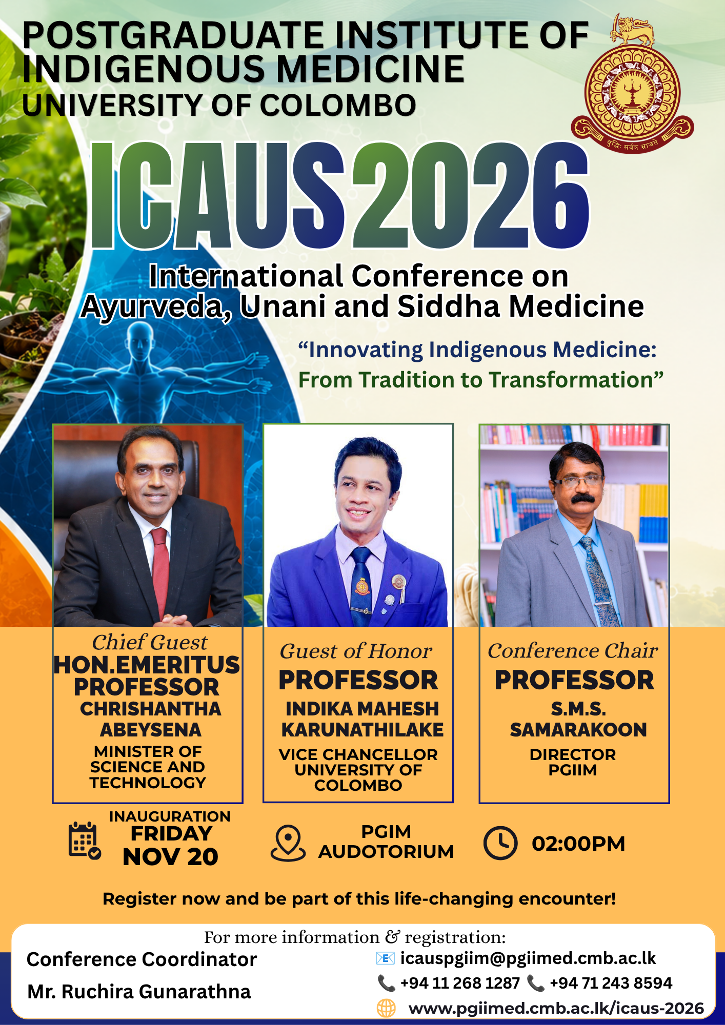 International Conference on Ayurveda, Unani and Siddha Medicine – ICAUS 2026 International Conference on Ayurveda, Unani and Siddha Medicine – ICAUS 2026
