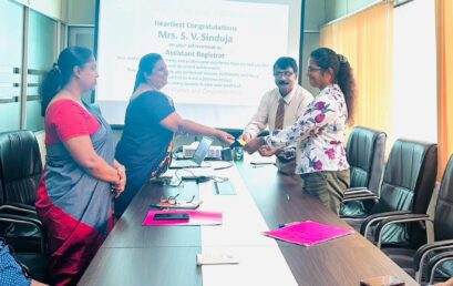 PGIIM Congratulates Mrs. S. V. Sinduja on Her Achievement as Assistant Registrar