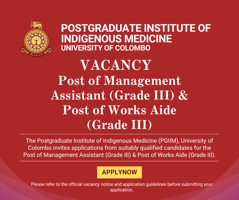 Vacancies – Post of Management Assistant (Grade III) & Post of Works Aide (Grade III)